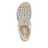 Rieker Perforated Slingback Wedge Sandal - Beige Sparkle